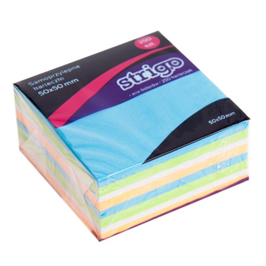 CUADERNO AUTOADHESIVO 5X5 CM 250 HOJAS NEON PASTEL STRIGO SSN016